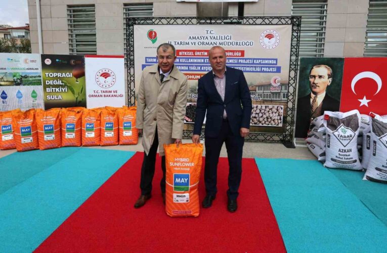 Amasya’da çiftçilere ayçiçeği ve nohut tohumları dağıtıldı