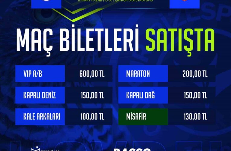 Çaykur Rizespor – Gaziantep FK maçının biletleri satışa çıktı