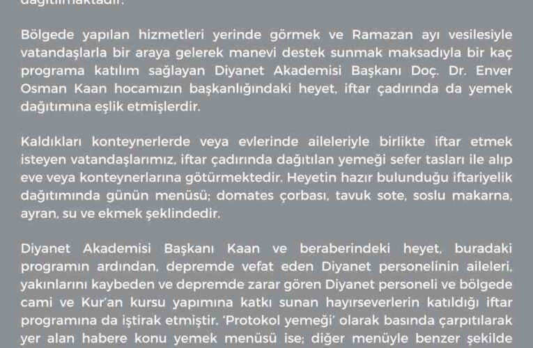 “Depremzedeye makarna” haberine Diyanet İşleri Başkanlığı’ndan sert yanıt