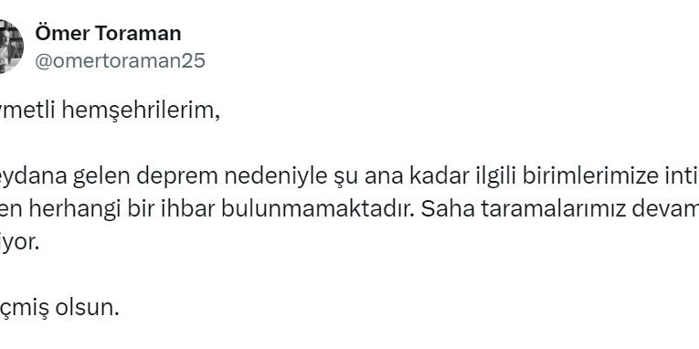 Vali Toraman: “Birimlerimize intikal eden herhangi bir ihbar bulunmamaktadır”